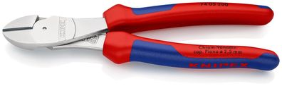 KNIPEX 74 05 200 SB Kraft-Seitenschneider mit Mehrkomponenten-Hüllen verchromt 200 mm