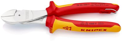 KNIPEX 74 06 200 T Kraft-Seitenschneider isoliert mit Mehrkomponenten-Hüllen, ...