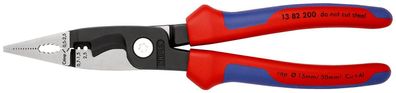 KNIPEX 13 82 200 Elektro-Installationszange mit Mehrkomponenten-Hüllen schwarz ...