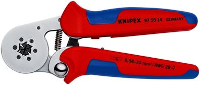 KNIPEX 97 55 14 Selbsteinstellende Crimpzange für Aderendhülsen mit Seiteneinführu...