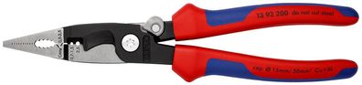 KNIPEX 13 92 200 SB Elektro-Installationszange mit Mehrkomponenten-Hüllen schwarz ...