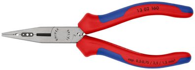 KNIPEX 13 02 160 Verdrahtungszange mit Mehrkomponenten-Hüllen schwarz atramentiert...