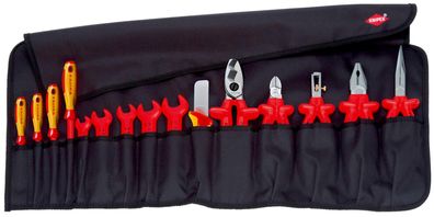 KNIPEX 98 99 13 Werkzeug-Rolltasche 15-teilig mit isolierten Werkzeugen für Arbeit...