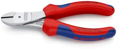 KNIPEX 74 05 140 Kraft-Seitenschneider mit Mehrkomponenten-Hüllen verchromt 140 mm