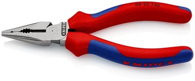 KNIPEX 08 22 145 Spitz-Kombizange mit Mehrkomponenten-Hüllen schwarz atramentiert ...