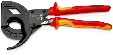 KNIPEX 95 36 320 Kabelschneider (Ratschenprinzip, Dreigang) isoliert mit Mehrkompo...