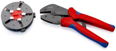 KNIPEX 97 33 01 MultiCrimp® Crimpzange mit Wechselmagazin mit Mehrkomponenten-Hüll...