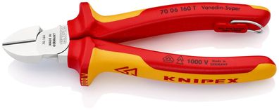 KNIPEX 70 06 160 T Seitenschneider isoliert mit Mehrkomponenten-Hüllen, VDE-geprüf...