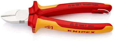 KNIPEX 70 06 180 T BK Seitenschneider isoliert mit Mehrkomponenten-Hüllen, VDE-gep...