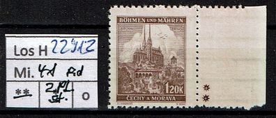 Los H22913: Böhmen & Mähren Porto Mi. 41 * *, 2 Plattensternchen