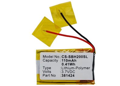 Ersatzakku - CS-SBH200SL - Sony SBH-20 / 381424 - 3,7 Volt 110mAh Li-Polymer