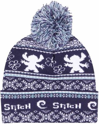 Stith Beanie Mütze mit Bommel - Offizielle Lili & Stitch Disney Mützen Caps Kappen