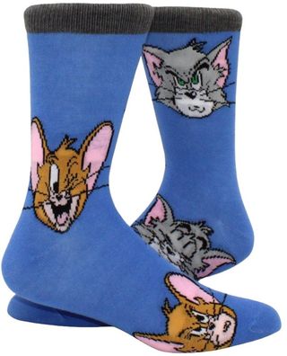 Tom & Jerry Blaue Motiv-Socken - Lustige Cartoon Socken Heroes Motiv Socken