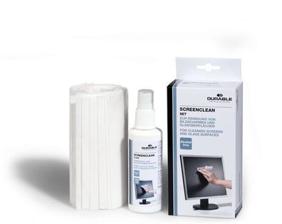 Durable 5707 00 Screenclean Set Reinigungstücher Spray + Tücher Vliestücher