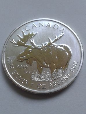 5$ 2012 Kanada Elch 5 Dollars 2012 Canada Wildlife Elch 1 Unze Silber 9999er