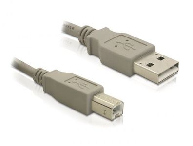 Delock 82216, 3 m, USB A, USB B, USB 2.0, Männlich/ Männlich, Grau