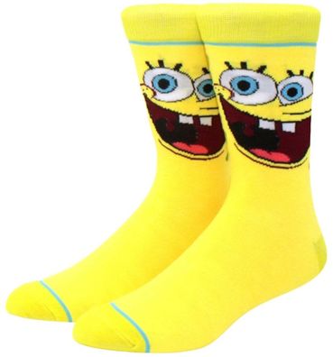 SpongeBob Big Face Gelbe Cartoon Socken - Nickelodeon SpongeBob Lustige Motiv-Socken