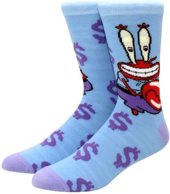 Eugone H. Krabs Blaue Cartoon Socken - Nickelodeon SpongeBob Lustige Motiv-Socken