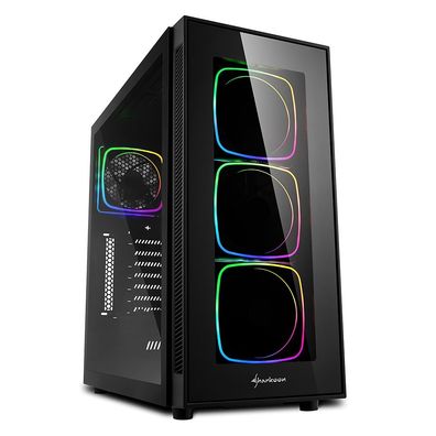 Sharkoon TG6 RGB, Midi Tower, PC, Schwarz, ATX, micro ATX, Mini-ITX, 16,5 cm, 40 cm