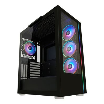 LC-Power Geh Midi Gaming 808B-ON Skylla X inkl. 4 Lüfter - Gehäuse - ATX