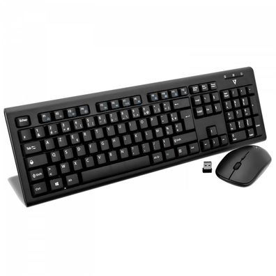 V7 Set aus kabelloser Tastatur und Maus ? FR, Schwarz