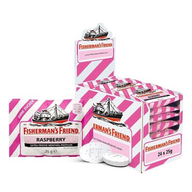 24 x 25g Fishermans Friend Raspberry ohne Zucker - Im Thekendisplay