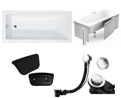 Badewanne Rechteck 140x70 MODERN + Styropor + Kopfstütze | Ablauf & Füße GRATIS