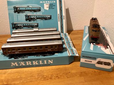 Märklin 30350 FS E424 E-Lok und 40360 italienisches Wagen-Set Tinplate limitiert OVP