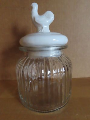 Glas mit Deckel weiß mit Hahn Bonbonglas oder Aufbewahren 700ml/ Apothekerglas