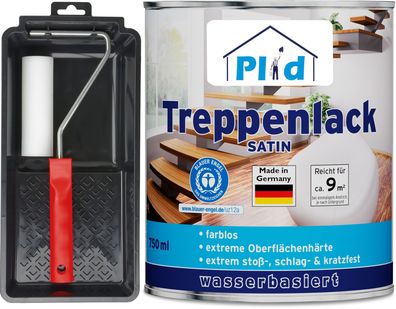 plid® Treppenlack Farblos + Lackierset / Treppensiegel Klarlack Holzlack