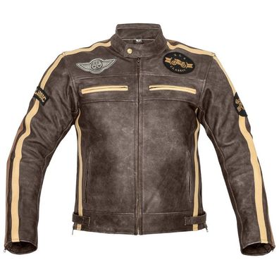 Motorrad Lederjacke von XLS Echtleder Motorradjacke Braun Retro Vintage Gr. M - 5XL