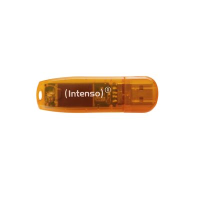 Intenso Rainbow Line, 64 GB, USB Typ-A, 2.0, 28 MB/ s, Kappe, Orange