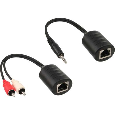 InLine® 89003 Audio über RJ45 passiv, 2x Cinch auf 1x Klinke 3,5mm / RJ45 Buchse,