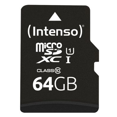 Intenso 3423490, 64 GB, MicroSDXC, Klasse 10, UHS-I, 90 MB/ s, Class 1 (U1)