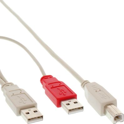 InLine® 34510X USB 2.0 Y-Anschlußkabel, 2x Stecker A an Stecker B, 1,0m