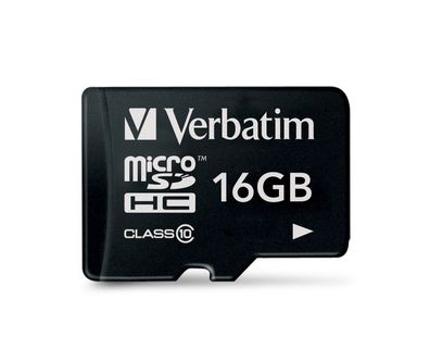 Verbatim Premium, 16 GB, MicroSDHC, Klasse 10, 10 MB/ s, 10 MB/ s, Schwarz