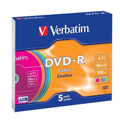 Verbatim DVD-R Colour, DVD-R, Slimcase, 5 Stück(e), 4,7 GB