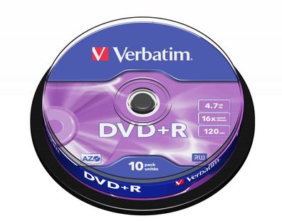 Verbatim DVD + R Matt Silver, DVD + R, 120 mm, Spindel, 10 Stück(e), 4,7 GB