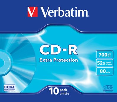 Verbatim CD-R Extra Protection, 52x, CD-R, 700 MB, Slimcase, 10 Stück(e)