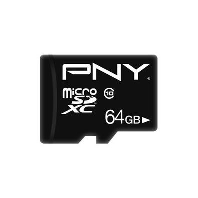 PNY Performance Plus, 64 GB, MicroSDXC, Klasse 10, Schwarz