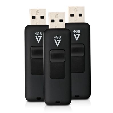 V7 VF24GAR-3PK-3E, 4 GB, USB Typ-A, 2.0, 12 MB/ s, Dia, Schwarz