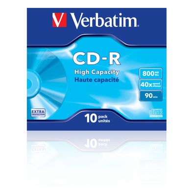 Verbatim CD-R High Capacity, 40x, CD-R, 800 MB, Jewelcase, 10 Stück(e)