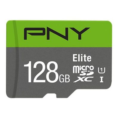 PNY Elite, 128 GB, MicroSDXC, Klasse 10, UHS-I, Class 1 (U1), V10