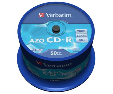 Verbatim CD-R AZO Crystal, 52x, CD-R, 120 mm, 700 MB, Spindel, 50 Stück(e)