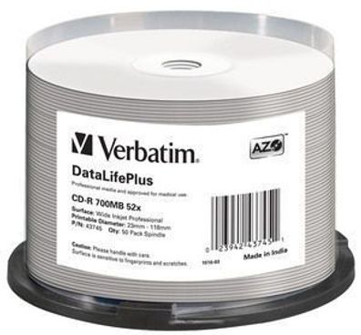 Verbatim CD-R 52x DataLifePlus, 52x, CD-R, 120 mm, 700 MB, Spindel, 50 Stück(e)