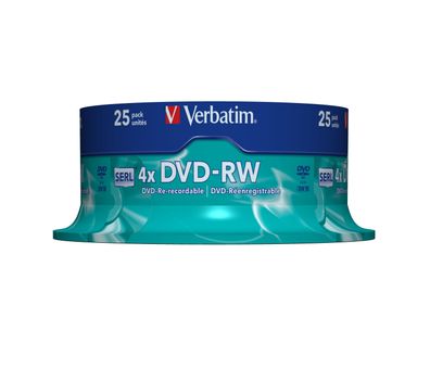 Verbatim DVD-RW Matt Silver, DVD-RW, Spindel, 25 Stück(e), 4,7 GB