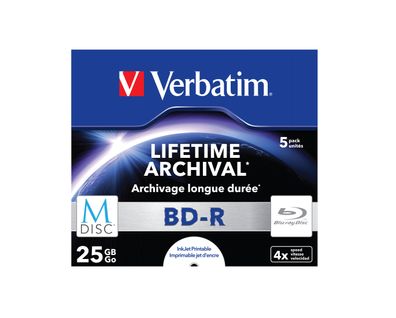 Verbatim M-Disc 4x, 25 GB, BD-R, Jewelcase, 5 Stück(e)