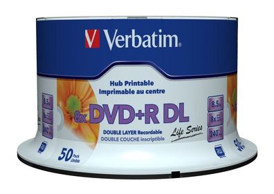 Verbatim 97693, DVD + R DL, 120 mm, Druckbar, 50 Stück(e), 8,5 GB