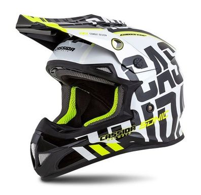 Kindercrosshelm Crosshelm Helm Motorradhelm Motocross Cup Sonic Junior weiß gelb