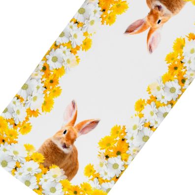 Tischläufer Ostern 40x85 Tischdecke Osterdecke Bedruckt Läufer Weiß Gelb